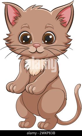 Cute, wide-eyed kitten with a playful stance. Stock Vector