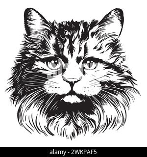 Vector sketch of a stylized kittens face Vector Stock Vector