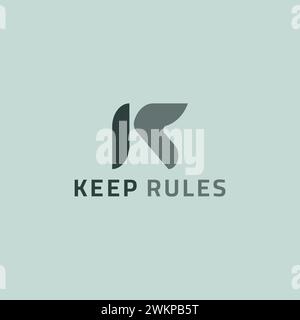 Abstract shape logo resembling the letters K and R. Stock Vector