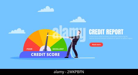 Businessman pushes risk scale arrow gauge indicator concept vector ...