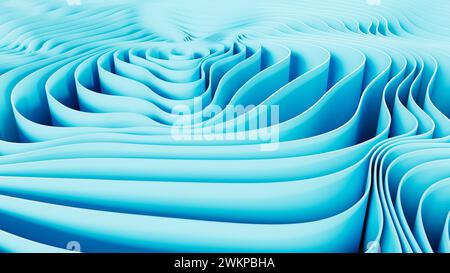 Abstract blue background with wavy lines. 3d rendering, 3d illustration. Stock Photo