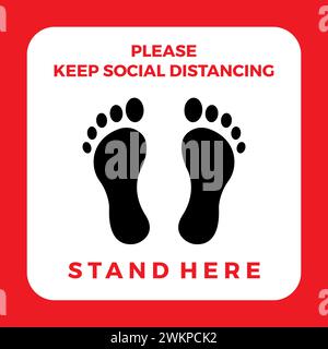 Please Keep Social Distancing. soles of the feet icon Stock Vector