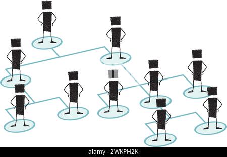 Illustration of a group of people connected to each other. Stock Vector