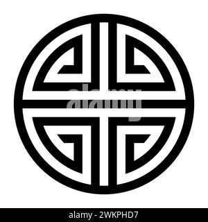 Shou, Chinese longevity symbol. Happiness and long life is a blessing in Chinese traditional thought, symbolized by Shouxing, Old Man of South Pole. Stock Photo