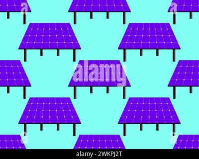 Solar panel seamless pattern. Field of solar panels. Renewable energy, production of environmentally friendly electricity. Design of advertising produ Stock Vector