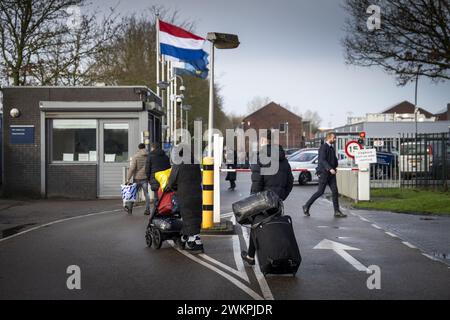 TER APEL - Asylum seekers arrive at the COA reception center. The maximum number of asylum seekers allowed to stay in the center is 2,000. For each day that this is exceeded, the COA will impose a penalty of 15,000 euros. ANP JILMER POSTMA netherlands out - belgium out Stock Photo