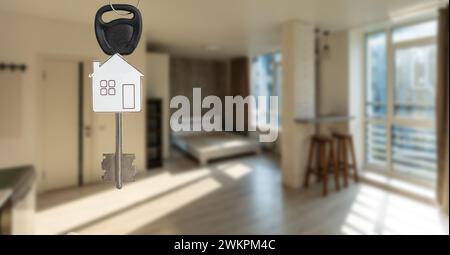 Blurred photo of Key hanging electronic devices are stored. Stock Photo