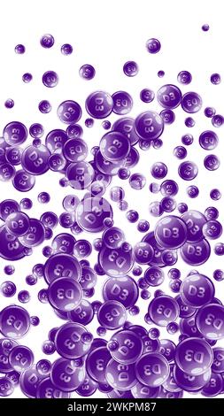Vitamin D3 round capsules. Beauty treatment and nutrition skin care. Medical and scientific background. Wellness concept. Stock Vector
