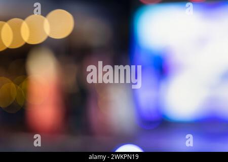 teal and orange natural backdrop, bokeh blur lights texture Stock Photo