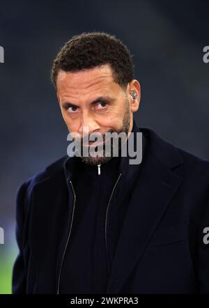 Porto, Portugal. 21st Feb, 2024. TNT Sport presenter Rio Ferdinand during the UEFA Champions League match at the Estadio do Dragao, Porto. Picture credit should read: David Klein/Sportimage Credit: Sportimage Ltd/Alamy Live News Stock Photo