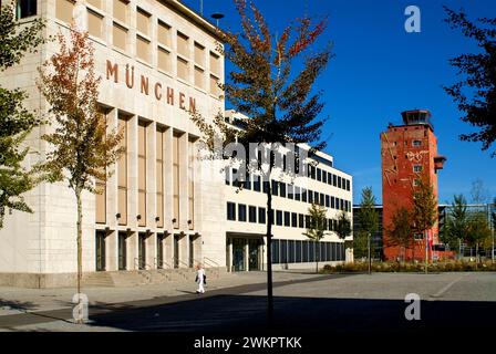 old departure building and old control tower of former airport Riem, Bavaria, Germany, 2008 Stock Photo