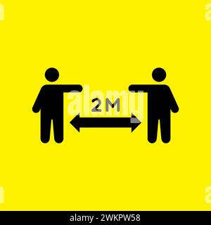 Social Distancing Keep Your Distance 2 M Icon Stock Vector