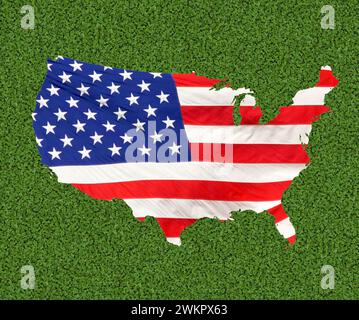 National Flag in shape of the map of the US Stock Photo