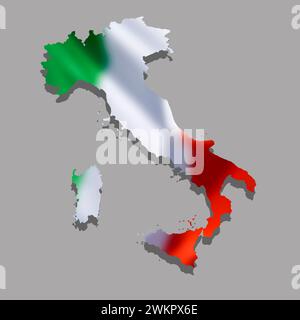 outline of Italy with national flag Stock Photo