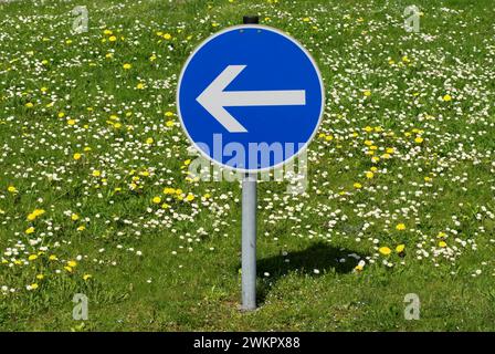 sign go make a turn to the left Munich, Upper Bavaria, Germany Stock Photo