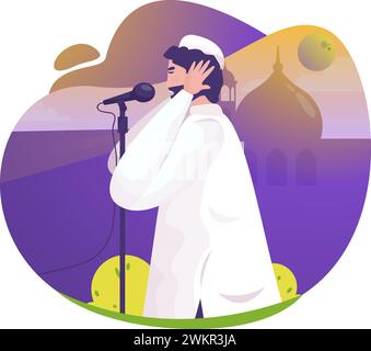 Islamic muslim call to pray illustration Stock Vector