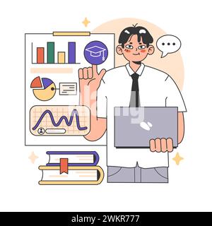 Training workshop. Interactive training process. Professional development. Increasing of business competences and skills. Flat vector illustration Stock Vector