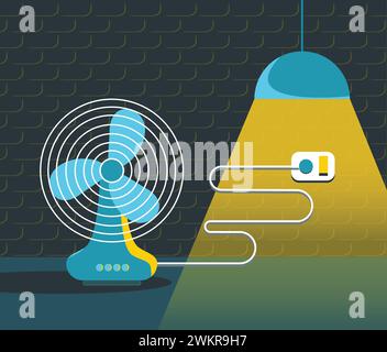 Table fan with lamp vector illustration Stock Vector