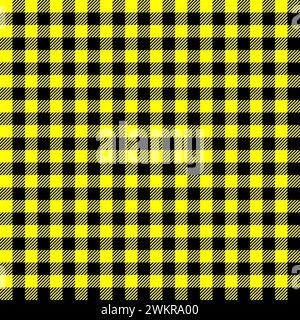 Yellow Black Lumberjack plaid seamless pattern. Buffalo Check Patterns. Hipster Style Backgrounds. Vector Pattern Swatches made with Global Colors. Stock Vector