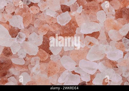 Macro shot of Himalayan salt crystals. Stock Photo