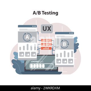 AB Testing UX concept. Dueling browser designs showcase variance in ...
