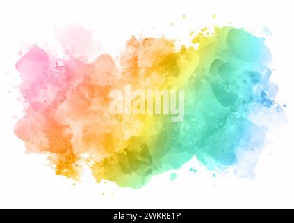 abstract hand painted rainbow coloured watercolour splatter design Stock Vector