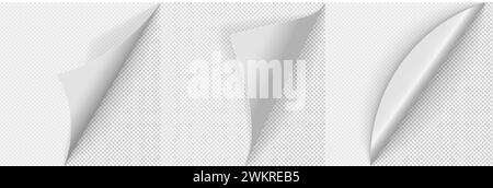 Pages edge curl and bent papers sheet with realistic shadow. perfect for any use Stock Vector