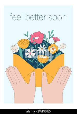 Get well soon card. Positive and motivational poster with greeting ...