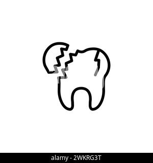 Chipped tooth broke. Broken tooth linear icon. Thin line illustration. Chipped tooth Stock Vector