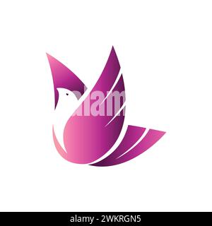 Flying bird dove logo design vector. Bird Wing Dove, Flying Dove Logo Design. Wings Spread Illustration. Stock Vector