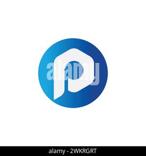 Blue gradient logo p alphabet letter design. P monogram Professional Blue Gradient Alphabet Letter P Logo. Stock Vector
