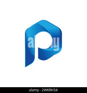 Blue gradient logo p alphabet letter design. P monogram Professional Blue Gradient Alphabet Letter P Logo. Stock Vector