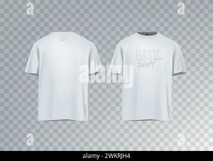 Men's white short sleeve t-shirt mockup. Front view. Vector template Stock Vector