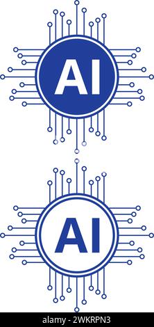 Ai blue logos on a white background with copy space Stock Vector