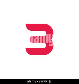 letter b number 3 simple curves run logo vector Stock Vector