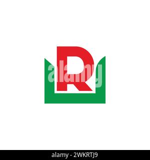 letter ru unique simple geometric colorful logo vector Stock Vector