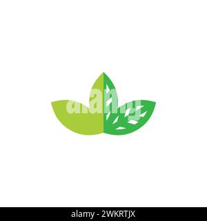 leaves shadow green three logo vector Stock Vector