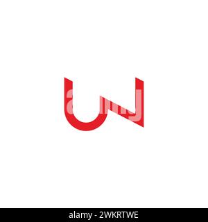 letter un simple linked line geometric line logo vector Stock Vector