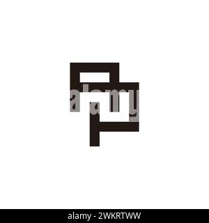 letter ap linked squares line logo vector Stock Vector