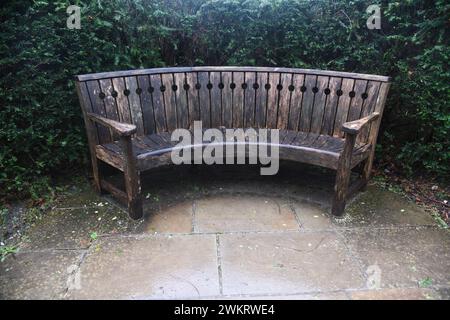 Curved oak bench Stock Photo