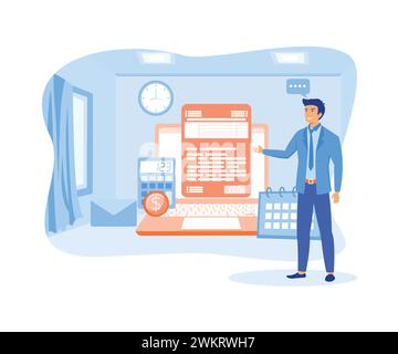 Salary payment concept with laptop and paper wages invoice with empty space for text on the side. flat vector modern illustration Stock Vector