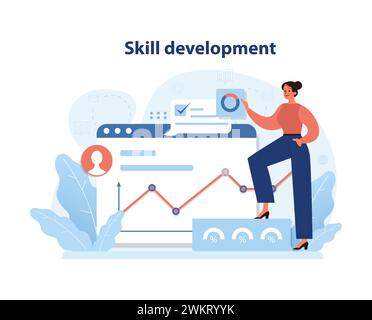 Dynamic illustration of skill development, showcasing an individual's ...