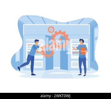 Big data job, sharing online, visualization abstract metaphor. flat vector modern illustration Stock Vector
