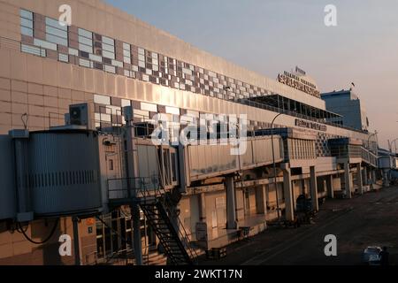 Surabaya, Indonesia, July 27, 2023: Tanjung Perak Port, Surabaya is a sea passenger terminal with a modern, environmentally friendly concept with a bo Stock Photo