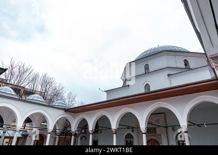 Sarajevo - BiH - 11 FEB 2024: The Emperor's Mosque is an important landmark in Sarajevo, being the first mosque to be built, 1457, after the Ottoman c Stock Photo