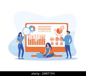 Data analysis or header decorate people character for website development and mobile website. flat vector modern illustration Stock Vector