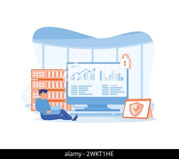 Hacker, Hacker attack and web security. flat vector modern illustration Stock Vector