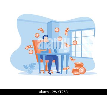 Freelancers make money from home, make money from internet, success, remote work. flat vector modern illustration Stock Vector