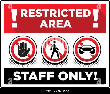 Restricted Area, staff only symbol sign. Vector on transparent background Stock Vector
