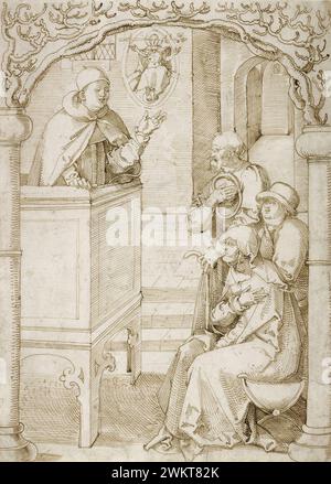 A Monk Preaching; Hans Baldung Grien (German, 1484/1485 - 1545); Germany; about 1505; Pen and brown ink and black chalk; 30.8 x 22.4 cm (12 1/8 x 8 13/16 in.); 83.GA.194 Stock Photo